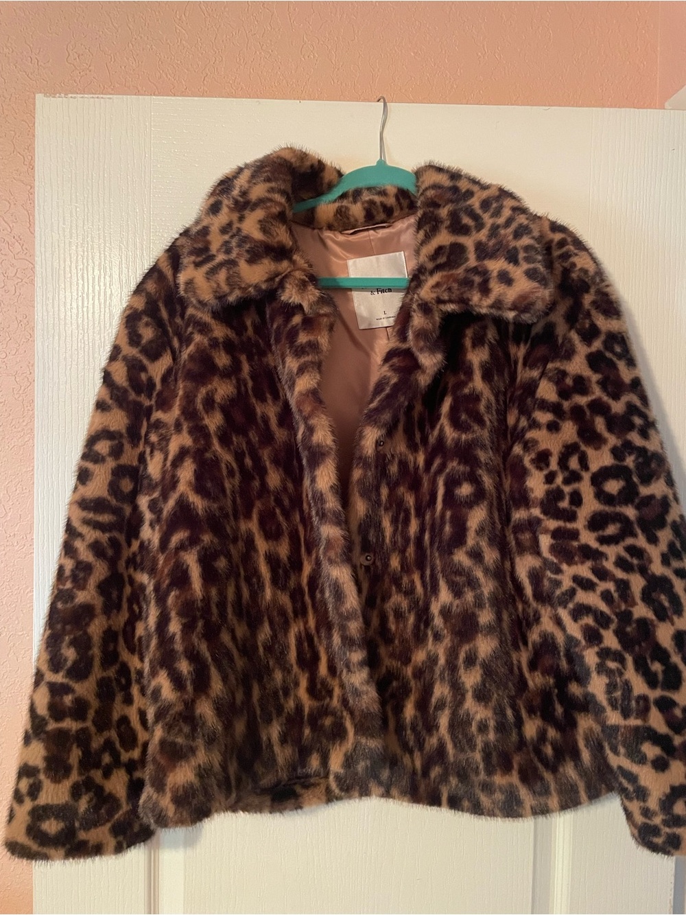 Abercrombie & Fitch Leopard Faux Fur Jacket - Brown/Black